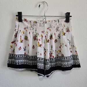 PATRONS OF PEACE Boho High Waist Shorts Floral Southwest Print Lace Trim Small